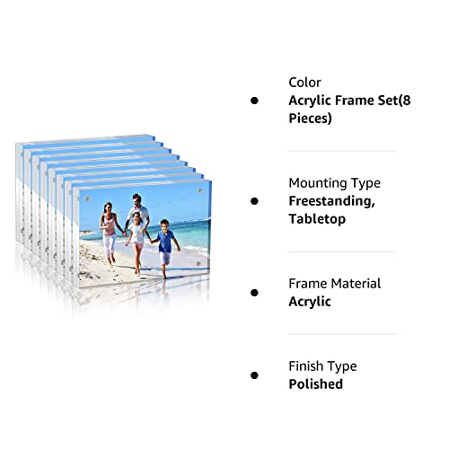 8 Pieces Clear Acrylic Picture Frames Acrylic Photo Frame Magnetic Desktop Display Double Sided Acrylic Frame Freestanding Floating Frames For Bedroom Living Room Home Office Store Supplies 6 X 4 Inch #TOP7