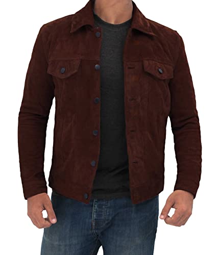Decrum Suede Jacket Men - Brown Leather Jackets For Mens | [1100365] Lgan Dark Brown, XL