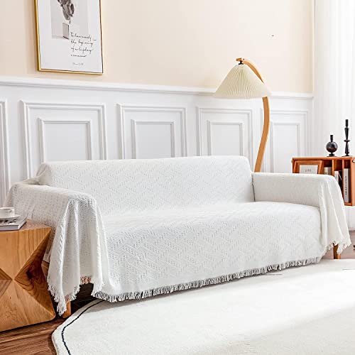 Deep Dream Sofa Cover, Sectional Couch Covers, Couch Covers For 3 Cushion Couch, Couch Cover For Dogs, Geometrical Jacquard Fabric Sofa Cover (X-Large, 71" X 118", White) #TOP29