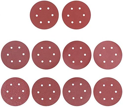 GeBot 100PCS 6" Inch 6 Holes Round Sanding Pads Detail Sander Sandpaper Sanding Paper Dustless Hook and Loop Assorted 40/60/ 80/120/ 180/240/ 400/600/ 800/1000 Grits