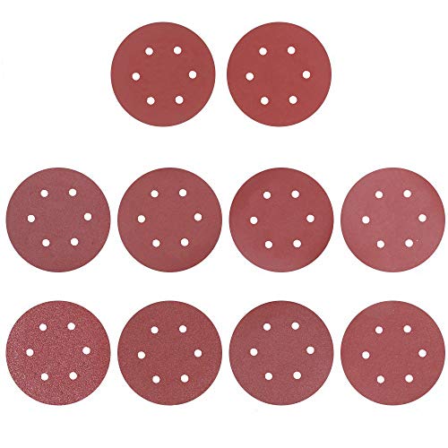 Gebot 100Pcs 6" Inch 6 Holes Round Sanding Pads Detail Sander Sandpaper Sanding Paper Dustless Hook And Loop Assorted 40/60/ 80/120/ 180/240/ 400/600/ 800/1000 Grits #TOP21