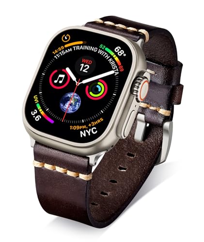 Bracelet de montre en cuir véritable iWatch Ultra pour remplacer le silicone