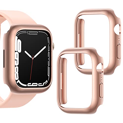 [2 Pack] Goton Compatible for Apple Watch Case Series 7 45mmï¼ŒHard PC Edge Bumper Case Protective Cover Frame Compatible for iWatch Series 7 45mm
