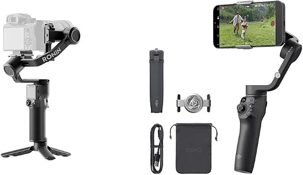 DJI RS 3 Mini, 3-Axis Mirrorless Gimbal Lightweight Stabilizer for Canon/Sony/Panasonic/Niko & OSMO Mobile 6 Smartphone Stabilizer, in Three Axis for phones, Integrated Extensible Arm