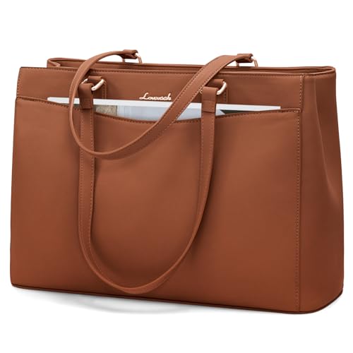 LOVEVOOK Torba na Laptopa Damska 15,6 Cala, Wodoodporna do Pracy Duża Torba Szkolna Torba Robocza Aktówka Biznesowa Sktówka Nauczycielska, Skórzana na Notebooka do Szkoły Biura Uniwersytet