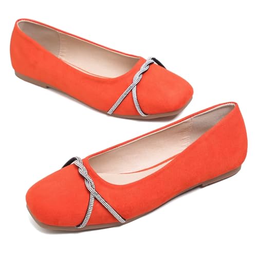 Image of TN TANGNEST Womens Casual Flats Chain Ballet Flats | Fashion Pointed Toe Rhinestone Flats, Comfort Slip On Dress Shoes for Business Work Office Wedding Party