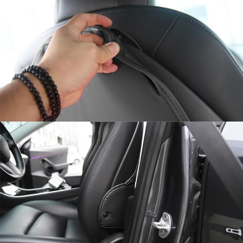 Image of 2 Pack Kick Mats Back Seat Protector Compatible with Tesla Model Y & Model 3 Highland, Black Seat Back Kick Protector