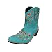 Hotberry Damen Retro Stiefel Cowboy Kurze Stiefeletten Künstliche PU Rundkopf Bestickte Stiefeletten Winter Warme Lederstiefel Stickerei Hohe Stiefel Halbschaft Stiefel für Frauen Herbst Kleidung