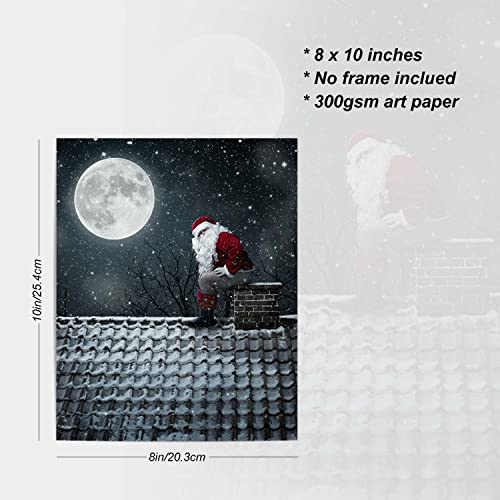 Heilkee Funny Bathroom Wall Art Black And White Christmas Decor Santa Claus Pictures Funny Christmas Gifts For Men(Unframed 8X10In) #TOP1