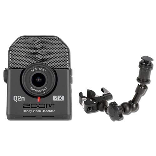 Image of StreamEye Zoom Q2n-4K 4K Handy Video Recorder Bundle with HRM-7 7-Inch Aluminum Recorder Mount — X/Y Stereo Mic-Stand Camera for Music Recording, Drum Cam, Sermon Video, Solo Podcasting