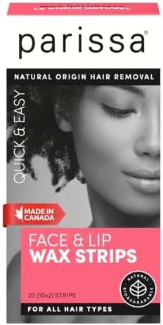 Parissa Natural Face & Lip Wax Strips — Facial Hair Removal for Upper Lip, Chin & Jawline | Gentle for Sensitive Skin | Ready-to-Use | 20 Strips (10 x 2)