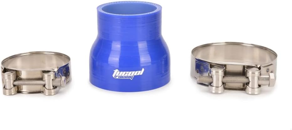 Universal 4-Ply High Performance Straight Reducer Coupler Silicone Hose with 304 Stainless Steel T Bolt Clamps (Blue, 51mm-57mm)
