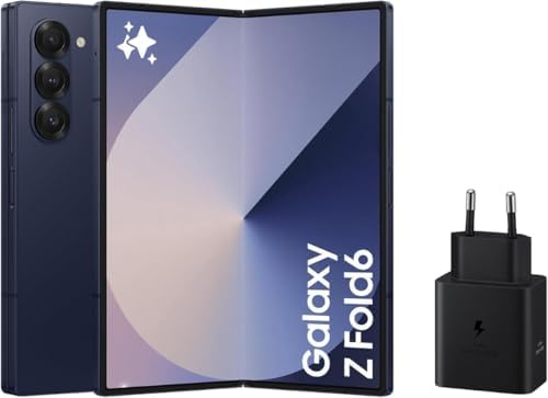 Samsung Galaxy Z Fold6 512 GB + Cargador - Teléfono Móvil con IA, Smartphone Android Libre, Cámara 50 MP, Pantalla Grande, Batería de Larga Duración, Azul Oscuro (Versión Española)