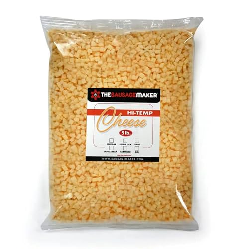 The Sausage Maker® High Temp Cheddar Cheese 5 Lbs Hi-Temp Cheese For Sausage Making, 1/4" Diced Cube, 400° Temperature High Heat Cheese For Grilling, Salami, Snack Sticks, Summer Sausage - Thumbnail 7