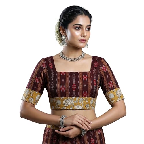 Image of Women's Traditional Sambalpuri Ikat Unstitched Cotton Blouse Piece Fabric