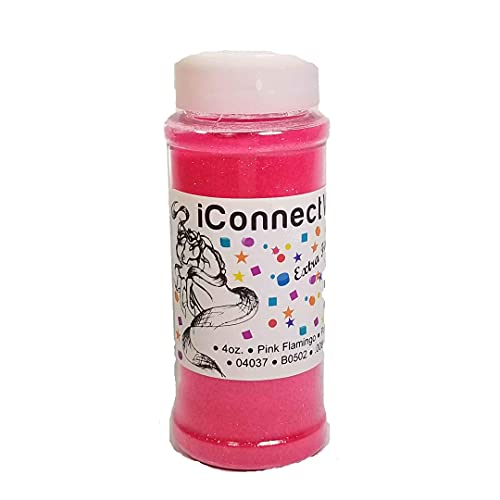 iConnectWith Glitter – Pink Flamingo Neon Pink, Extra Fine Polyester Glitter; Multi-use for Crafts, Decorations, Nail Art, Makeup, Tumblers, Resin Art, and DIY Projects