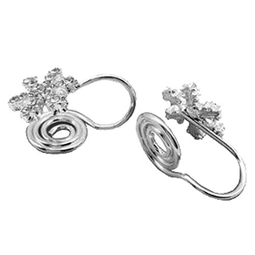 Fashion Womens Girl Wire Wrapped Clip on Earrings Winter White Snowflake Flower Dangle Rhinestone