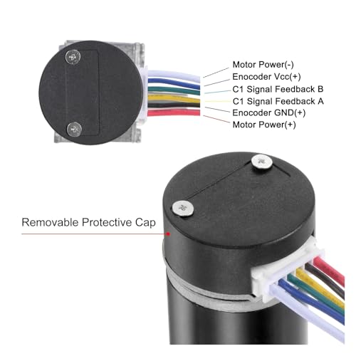 Moteur 24V CC 470 TR/Min avec encodeur et vis sans fin autobloquant - 5