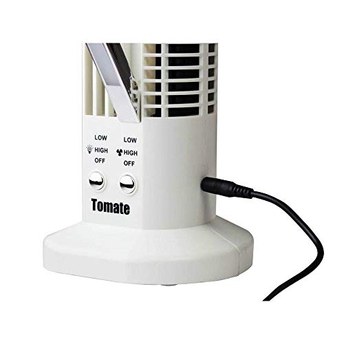 Mini Ventilador e Abajur Base Vertical MLF-002 Tomate USB Torre Led 2 Velocidades Branco