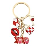 TTYY Heart Keychain for Women Red Pink Love Keychains for Handbag Charms Backpack Car Keyring Adorable Gift for Her (RED-WINE)