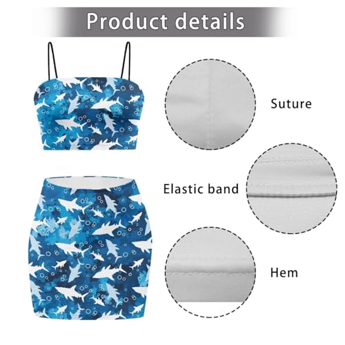 Image of Biyejit Women's 2 Piece Summer Outfits Spaghetti Strap Crop Tops and Bodycon Mini Skirt Dress Set Plus Size S-4XL