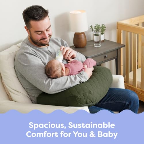 Boppy Nursing Pillow - Ergonomic Bottle & Breastfeeding Pillow with High, Firm, Large Area, Water-Repellent Cushion with Washable Cover; Baby Safety Alliance Verified - Quilted Moss by Boppy - Image 6