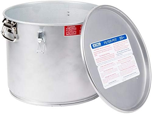 MirOil #40L - 5 Gal Grease Bucket & Oil Filter Pot For Filtering of Hot Cooking Oil, Gasket Safety Lid with Quick Lock Clips, For Fryer Capacity Up to 35 lbs