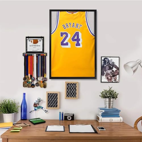 1DOT2 Shadow Box 20x30 Large Jersey Frame Display Case, Shadowbox Frames with Grade A Natural Pine Wood Acrylic for Football Baseball Basketball Hockey T-Shirt, Classic Black