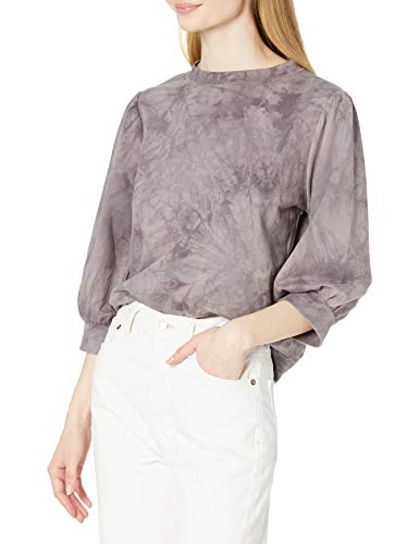 Image of KENDALL + KYLIE Women's Elbow Sleeve Crewneck Sweatshirt Pullover Sweater, Gray Tie Dye, Large