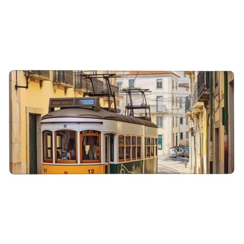 Grand tapis de souris de jeu antidérapant XXL 90 x 40 cm Lisbonne