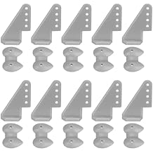 MECCANIXITY 10Pcs Plastic Control Horns, 4 Hole Adjustment Needle Control Horn Rudder Angle with Base for RC Airplane KT DIY Model Plane Parts Accessories, Gray
