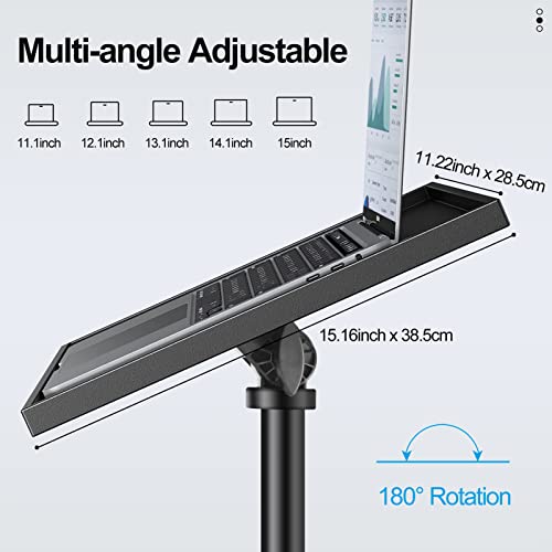 OUKMIC Projector Stand Tripod, Portable Laptop Floor Mount Adjustable Height 26 to 52 Inch with Gooseneck Phone Holder for Outdoor Movies-Detachable Computer DJ Racks - Thumbnail 3