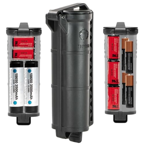 Thyrm CellVault XL Waterproof Battery Storage Case for AA AAA CR123 and 18650 Batteries MOLLE/PALS Mountable Battery Holder Made in USA (Black)