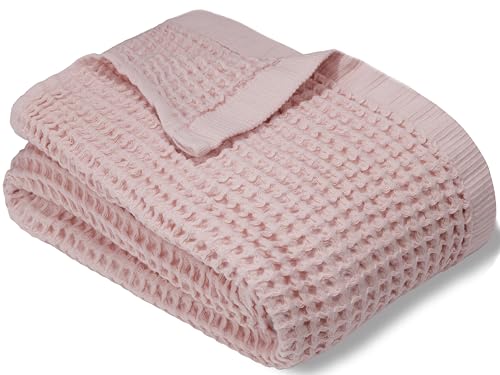 DEMMEX Organic Cotton Waffle Weave Turkish Bath Towel - Ultra Soft Lightweight Quick Dry, Oeko-Tex Certified, 100% Turkish Cotton (Powder Pink, Large (60x30))