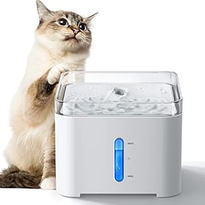 Giomoc Cat Water Fountain 2L Automatic Dog Water Dispenser Electric Water Drinking Fountain with 2 Replacement Filters 3 Sponge Foams for Cats Dogs Multiple Pets