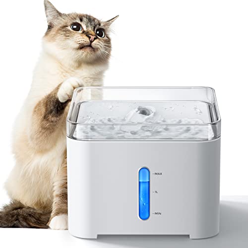 Giomoc Cat Water Fountain, 2L Automatic Dog Water Dispenser Electric Water Drinking Fountain with 2 Replacement Filters…