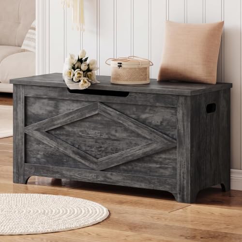 Garvee 39.4" Wooden Storage Bench, Storage Chest with Safety Hinges