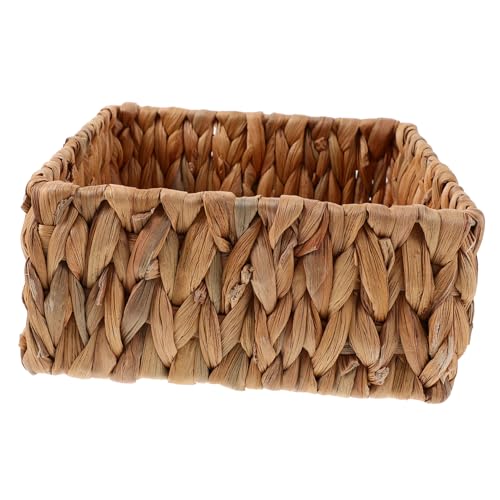 LABRIMP Boho Style Woven Storage Basket White Desktop Basket for