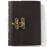 Ancicraft Leather Journal Diary Notebook A6 with Clasp Lock by Handmade Blank Craft Paper with Gift