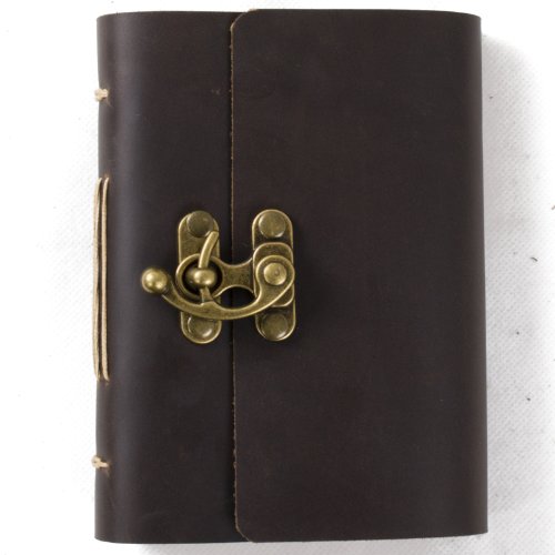 Ancicraft Leather Journal Diary Notebook A6 With Clasp Lock By Handmade Blank Craft Paper With Gift Box (A6-Clasp-Blank Craft Paper) #TOP18