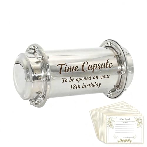Stainless Steel Time Capsule Box 1st Birthday Gifts Baby Time Capsule For Party Games Party Activities For Guests Time Capsule Cards 1st Birthday Decorations (Time Capsule Box+50pcs Cards)