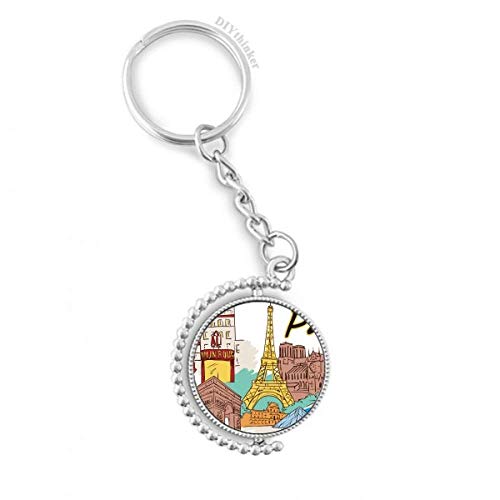 Llavero de la Torre Eiffel de París Francia colgante rotativo para llaves y mochilas
