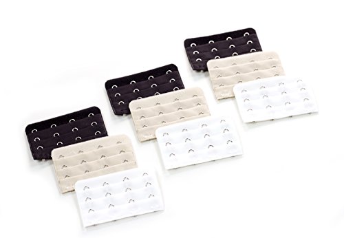 Four-Hook Bra Extender 9-Pack (3 X Black, 3 X White, 3 X Beige) #TOP7