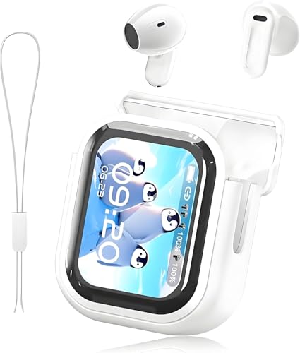 NE20 Earbuds NE20 Translation Bluetooth 6.0 Earphones AI Translator Ear Buds LCD Touch Screen Sport Wireless Headphones HD Stereo Sound Longlife IPX6 Water-Resistant bianco