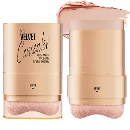The Velvet Concealer Stick with Built-in Brush, Full Coverage Foundation Makeup, Natural Matte Finish, Cream Contour(130#)