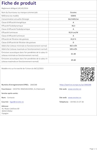 Cecotec Bolero Flux PM 906500 Black A Dunstabzugshaube, 90 cm, Motor 165 W, schwarzes Finish, Saugleistung 650 m³/h, mechanische Steuerung, 3 Leistungsstufen, Licht und Kohlefilter