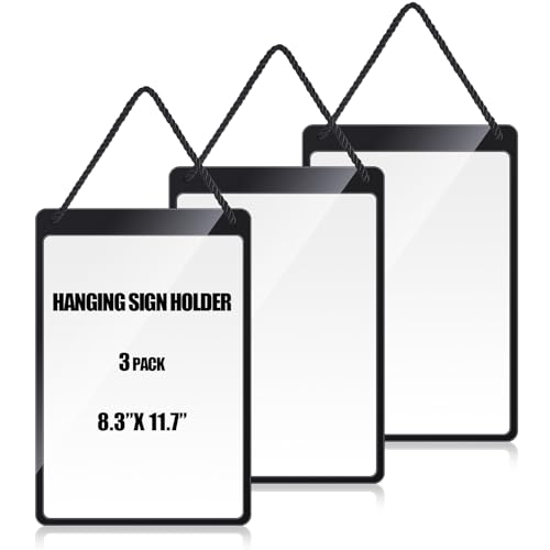 Thyle 3 Pcs Business Retail Hanging Sign Holder 8.3 x 11.7 Inch Plastic Advertising Signage Sign Holder Craftsman's Stall Clear Poster for Store Supermarket Exhibition Mall Restaurant Display