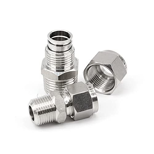 Yoebor Stainless Steel 304 Compression Tube Fitting Straight Adapter Connector With Double Ferrules Od X Npt Male,Pack Of 2 (3/8" Od X 3/8" Npt Male) #TOP2