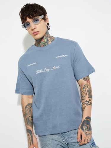 Image of Max Men's Letter Print Regular Fit T-Shirt