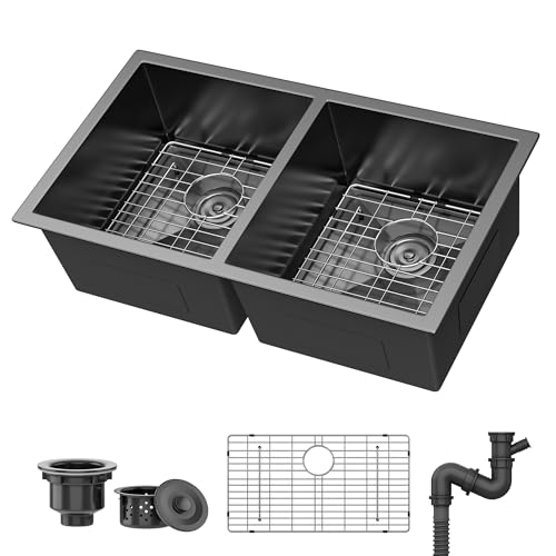 SYNTHACY 33in Undermount Double Black Kitchen Sink